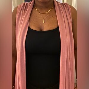 Pink Sleeveless Cardigan